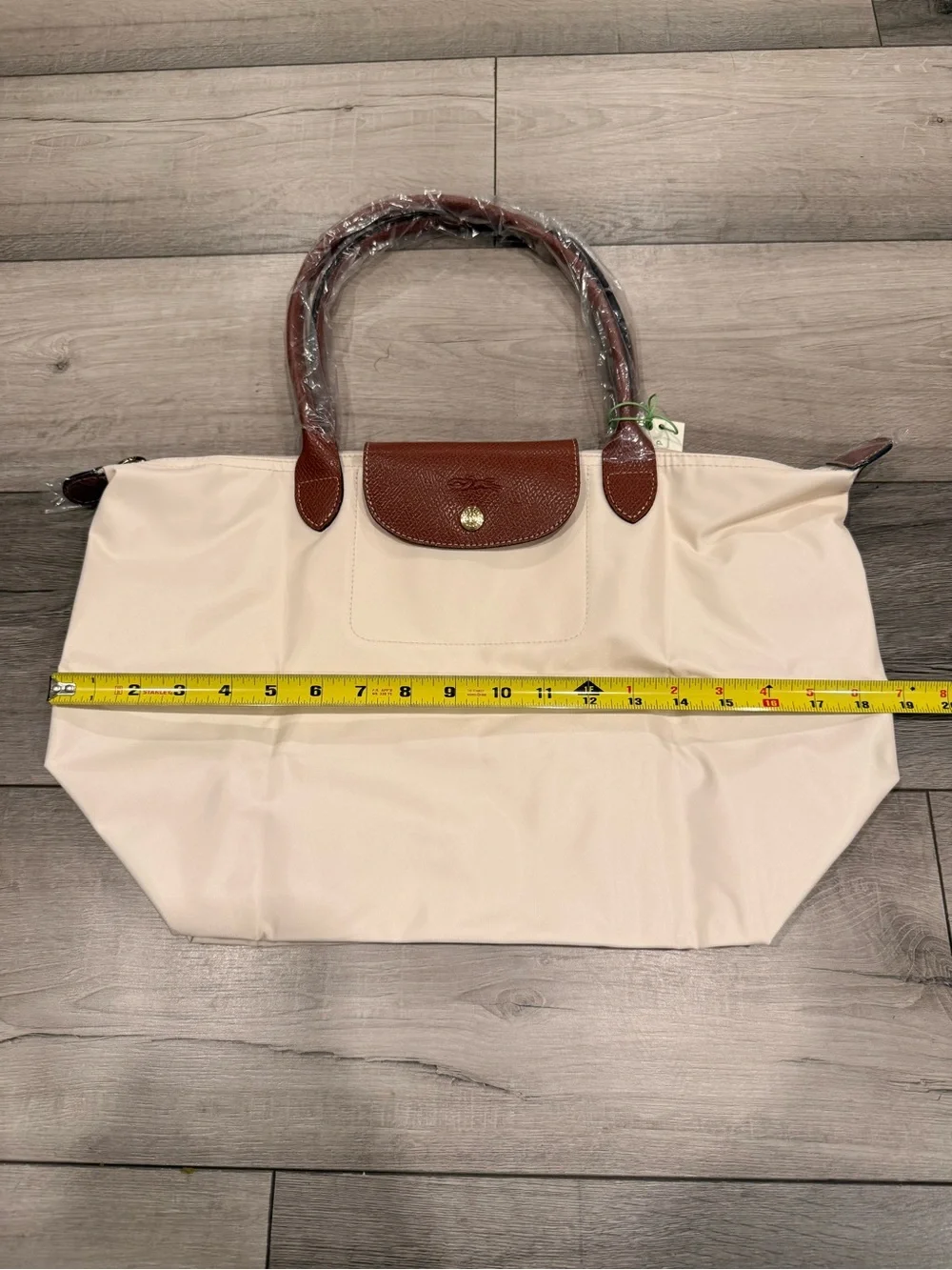 Longchamp Le Pliage cream/Brown/gold zipper tote bag #longchamp #tote Size large